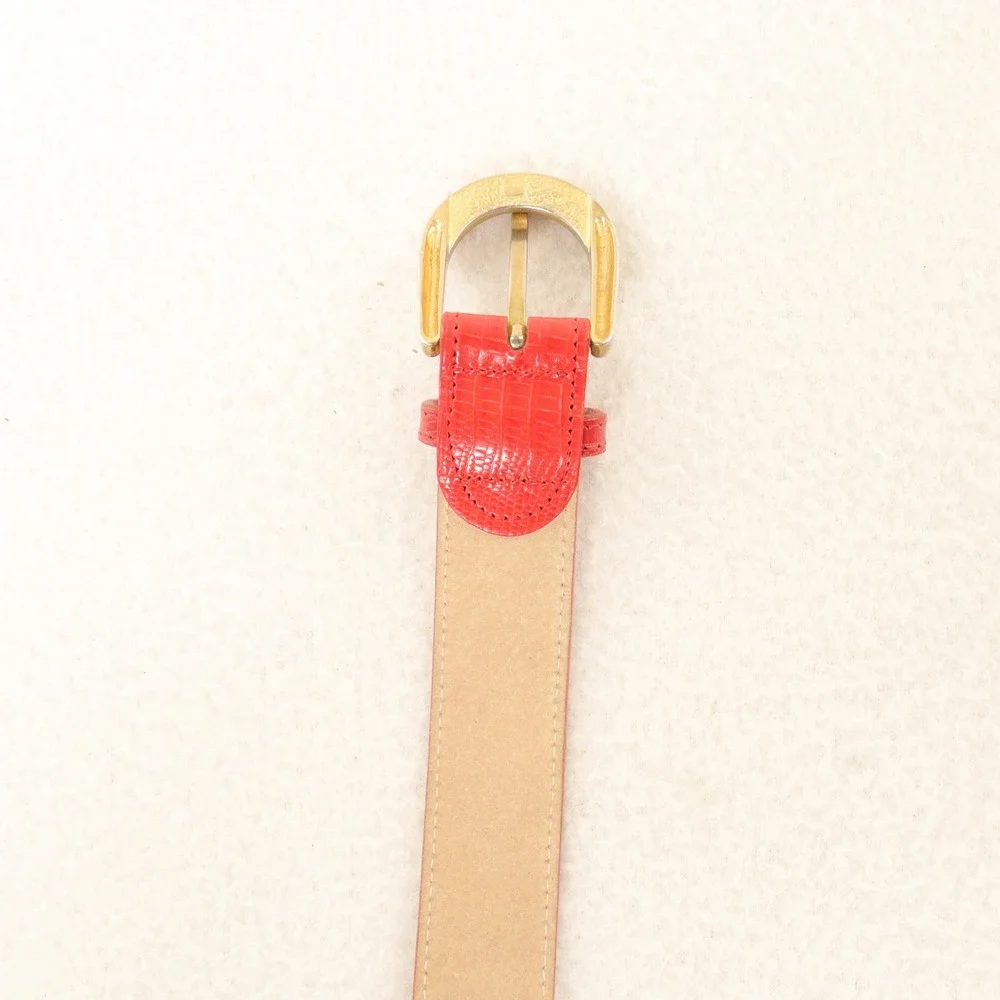 Vintage Harken Belt Lizard Embossed Red Leather USA Women S